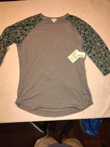 LuLaRoe Randy Long Sleeve Shirt Top Size Xtra Large NWT XL Floral Gray NEW - Picture 1 of 5