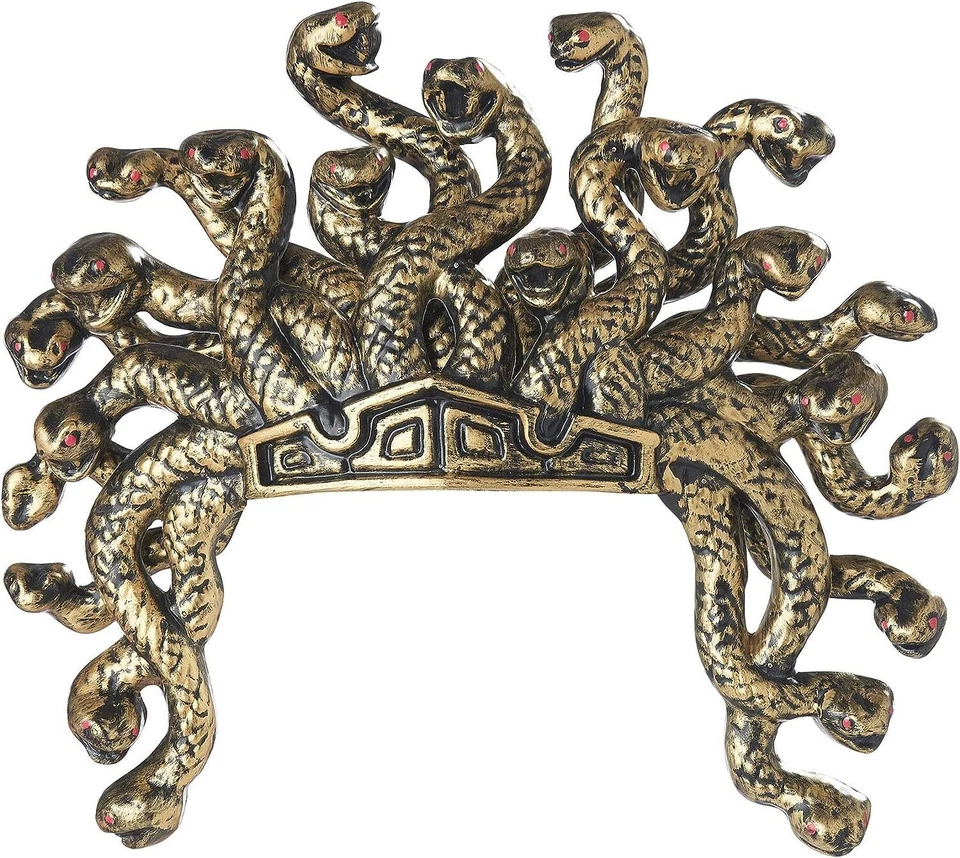 Medusa Plastic Headdress Gold Fancy Dress Up Halloween Adult Costume Accessory - Image 1 of 1
