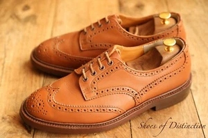 Tricker's Trickers Tan Brown Leather Derby Brogue Lace Up Shoes UK 10.5 US 11.5 - Foto 1 di 10