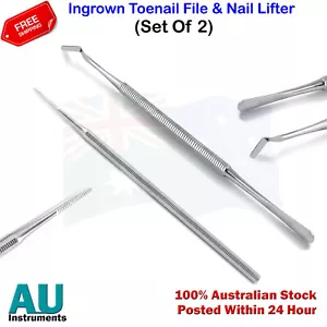 Ingrown Toe Nail Lifter Chiropody Nail File Single End Set Of 2 Podiatry Tools - Picture 1 of 5