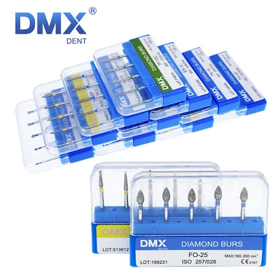 5Pcs DMXDENT Dental Diamond Burs High Speed Handpiece Friction Grip FG 1.6mm