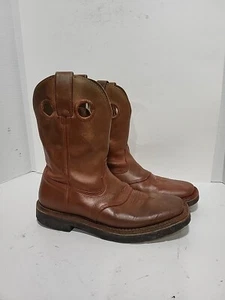 DURANGO BROWN LEATHER WESTERN WORK MENS 10M BOOTS - Picture 1 of 5