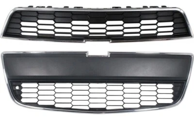 Upper Lower Front Black w/ Chrome Trim Grille Set For 2012-2016 Chevrolet Sonic - Image 1 of 4