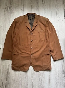 Blazer Gianni Versace Para Hombre Vintage Marrón Camel Cupro Talla XL Traje Chaqueta - Imagen 1 de 14
