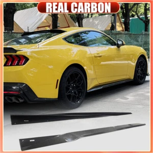 For Ford Mustang Dark Horse 2024UP Real Carbon Side Skirts Extension Lip Spoiler - Picture 1 of 10