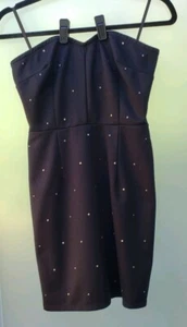 Silence + Noise Urban Outfitters Black Gold Studded Strapless Empire Sheath M - Picture 1 of 12