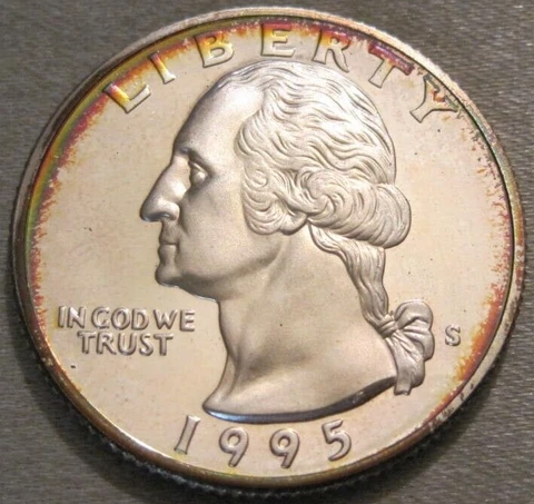 ALBUM TONED PROOF 1995 S WASHINGTON QUARTER ** 90% SILVER ** 420 Cover