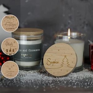 Personalisierte Weihnachtskerze graviert Bambus maßgeschneiderte Kerze mit jedem Text - Bild 1 von 19