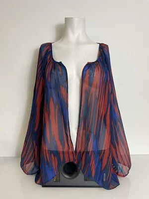 Kenar Red and Blue Long Sleeve Cardigan Sz Medium - Image 1 of 4