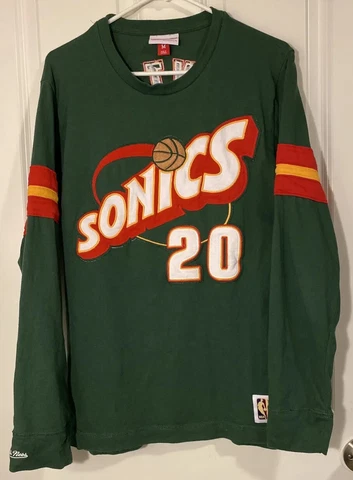 Mitchell & Ness HWC Gary Payton Seattle Sonics L/S Jersey Shirt Size Men’s M Cover