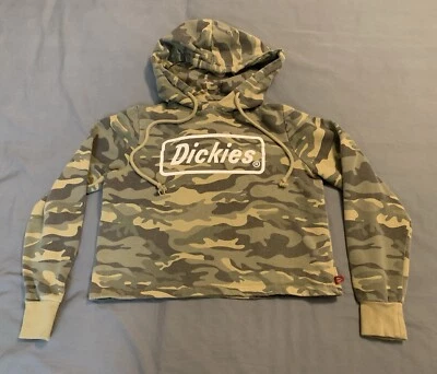Sudadera con Capucha Dickies Corta Para Mujer X-Pequeña Verde Camuflada Gráfico Logo Manga Larga Pullover Foto 1 de 4