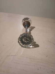 Vintage 12 Point Clear Crystal Glass & Brass Door Knobs Threaded Architectural 1 - Picture 1 of 8