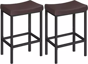 Bar Chairs, Set of 2 Counter Height Saddle Stools with Curved Surface, 24.8 Inch - Picture 1 of 10