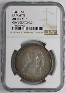 1900 Lafayette Silver Dollar NGC AU Details OBV SCRATCHED - Picture 1 of 5