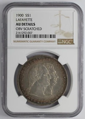 1900 Lafayette Silver Dollar NGC AU Details OBV SCRATCHED - Image 1 of 4