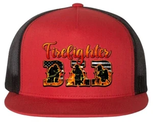 Firefighter Dad YP Classics 6006 Red/Black Adjustable Snap Back Mesh - Picture 1 of 1