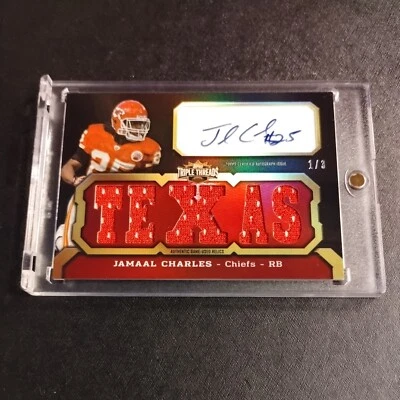 #1/3 Jamaal Charles Auto 2011 Topps Triple Threads Autograph Card Texas Chiefs - Image 1 of 4