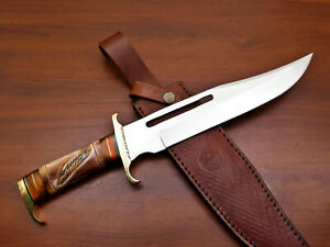Rody Stan CUSTOM HAND MADE D2 BLADE BOWIE HUNTING KNIFE - STAINED ENGRAVED BONE