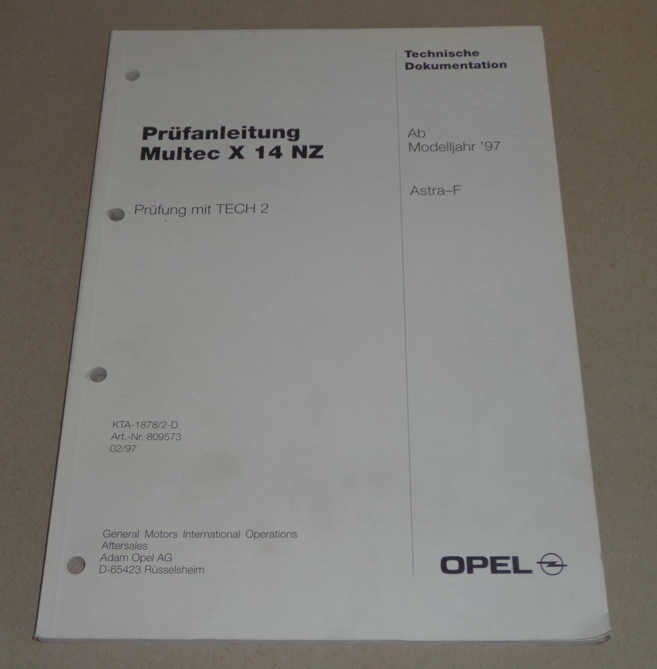 Manual de Taller Instrucciones de Inspección Opel Astra F Multec X 14NZ Desde - Imagen 1 de 1