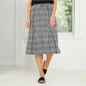 Who What Wear Damen Birdcage Midirock - schwarz/weiß Hahnentritt - Größe 2  - Bild 1 von 12