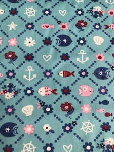 1/2 Metre Floral Fish Design 100% Cotton Poplin Fabric - Picture 1 of 1