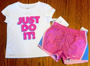 NIKE SPORT AUTHENTIC TODDLERS GIRLS ORIGINAL BRAND NEW 2Pc SHORTS SET Sz 6X, NWT - Picture 1 of 2