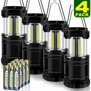 Set of 4 LED Camping Lantern, COB Ultra Bright Collapsible Portable Camping Lamp - Picture 1 of 13