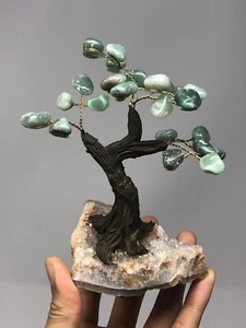 Amethyst Quartz Cluster Aventurine Tree Protection Healing 9.8oz! Handmade N5 - Picture 1 of 8