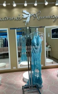 Sherri Hill 52663 Light Blue HI LO Lace Gala Gown Dress sz 2 - Picture 1 of 7