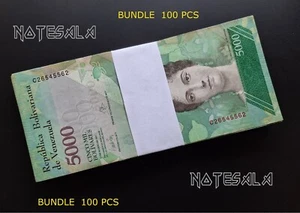 VENEZUELA BUNDLE 100 PCS 5000 5,000 BOLIVARES 2016/2017 CIRCULATED - Picture 1 of 2