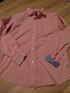 Nautica Youth Boys Pink Button Up Long Sleeve Shirt Size L(14/16)  EUC - Picture 1 of 6