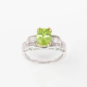 NYJEWEL 14k White Gold 1.6ct Diamond Green Sphene Ring - Picture 1 of 8