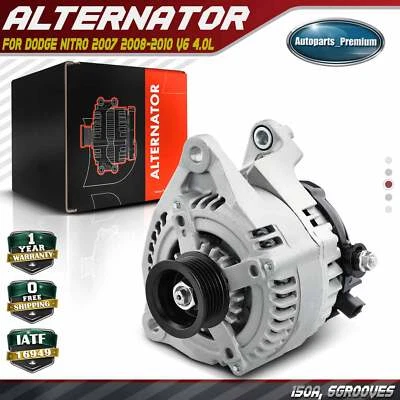Alternator for Dodge Nitro 2007 2008-2010 V6 4.0L 150 A/12V CW 6-Groove Pulley - Image 1 of 4