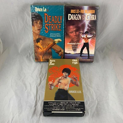 BRUCE LEE LE VHS KUNG FU VTG MOVIE LOT DEADLY STRIKE DRAGON AND COBRA FISTS FURY - Image 1 of 4