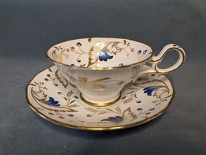 ☕ Grosvenor Royce Tea Cup Saucer Excellent Cond Gold Trim Blue England Numbered  - Picture 1 of 9