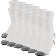 Men's Polyester Half Cushion Mid Crew Socks 12 Pack White Shoe 6 Mens