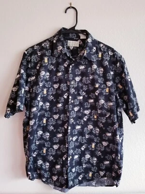 Camisa Crossings Bratender Bebidas 100% Algodón Manga Corta Abotonada De Colección  Foto 1 de 4