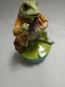 Schmid Beatrix Potter Frog Figure Jeremy Fisher Music Box Up Lazy River vintage - Picture 1 of 9