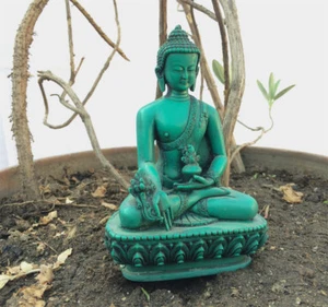 Estatua de resina curativa tibetana de Buda de la Medicina - Imagen 1 de 7
