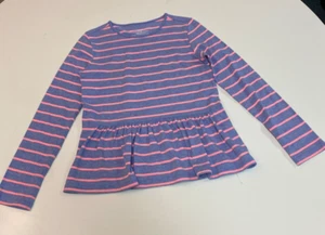 GIRLS VINYARD VINES EDGARTWON TOP SIZE S (7-8) PINK AND BLUE STRIPE - Picture 1 of 4