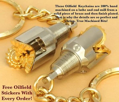 Oilfield Keychain Tricone Drill Bit Rock Bit Pendant Roughneck Oilfield Gift - Image 1 of 2