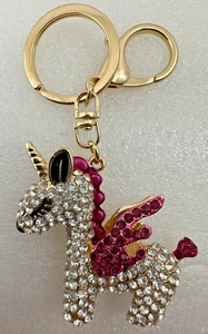 Gold Tone ~ Rhinestone "Unicorn" ~ Bling ~ Keychain ~ Purse - Picture 1 of 7