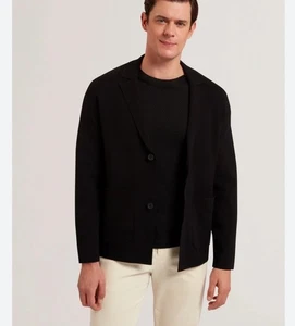 Ted Baker Blazer Mens Jacket TB 3 UK M Petres Black Knitted Long Sleeve NEW - Picture 1 of 23