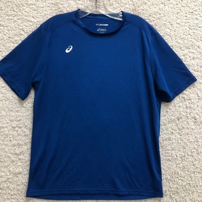ASICS Shirt Large Adult Blue Motion Dry Short Sleeve Pullover Athletic Mens L - Image 1 of 4