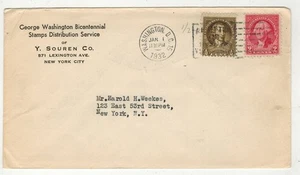 1932 GEORGE WASHINGTON BICENTENNIAL FDC 704-707 COMBO 1ST SOUREN CACHET - Picture 1 of 1