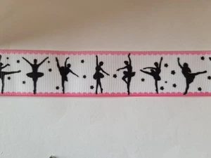 2 meters of ballet dancer print grosgrain ribbon 1" wide - Picture 1 of 1