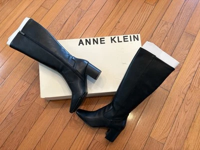 Bota ANNE KLEIN Salto Médio Joelho Alto Preta EUA TAMANHO 9.5 FEMININA - Imagem 1 de 4