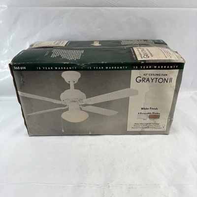 Hampton Bay The Grayton 42" White Ceiling Fan w/ Light Kit (New In Box) Vtg Nos - Image 1 of 4