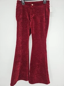 Rock & Roll Girls Bargain Button Flare Pants Size 10 Maroon Bell Bottoms - Picture 1 of 6