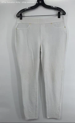 Michael Kors Women's White Elastic Waist Skinny Leg Ankle Pants Size Large - Image 1 of 4